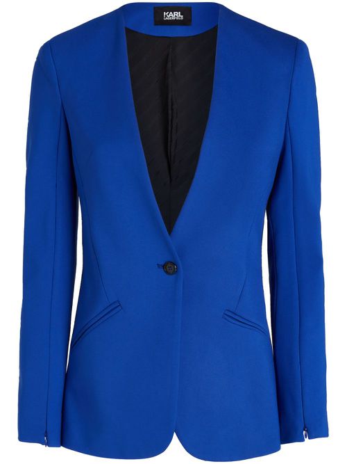 V-neck single-breasted blazer - Blue