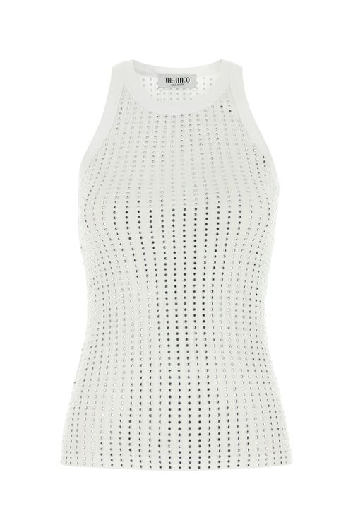 Studded Knit Tank Top — White