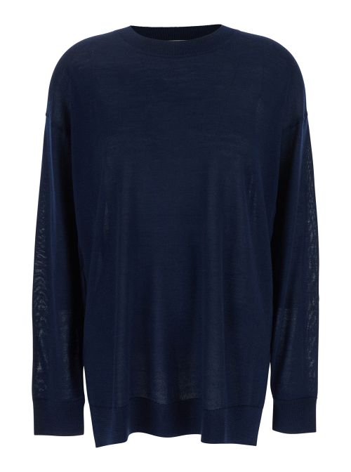 Wool-Silk-Cashmere Blend Sweater — Blue