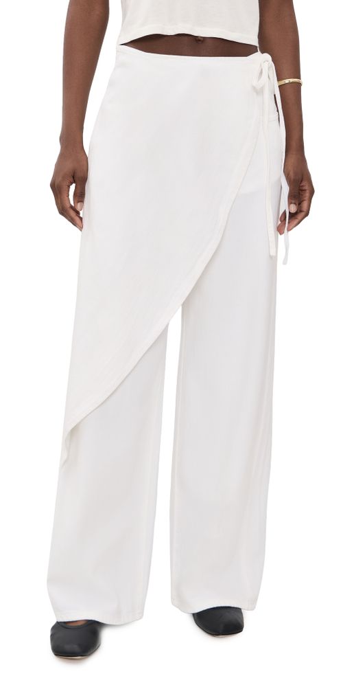 Zoie Wrap Relaxed Pants White Aura