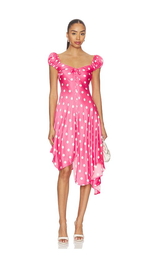 For Love & Lemons Lilian Midi Dress in Pink. L. Also in