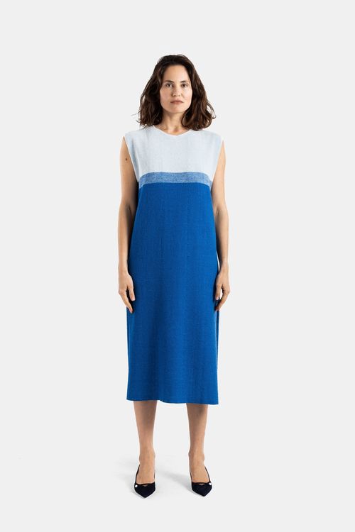 Double-Face Pile Reversible Dress — Blue