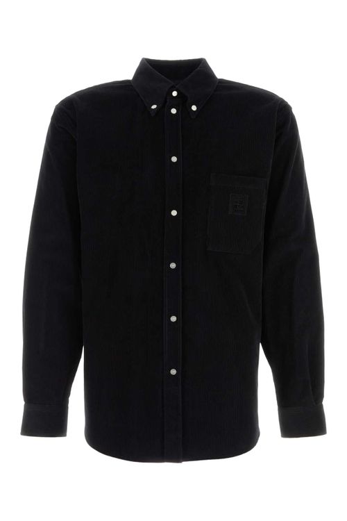 Corduroy Button-Down Shirt — Black