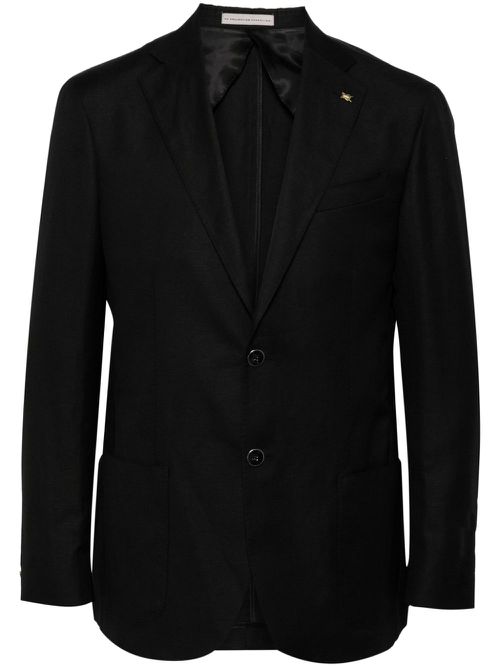 Brooch-detail single-breasted blazer - Black