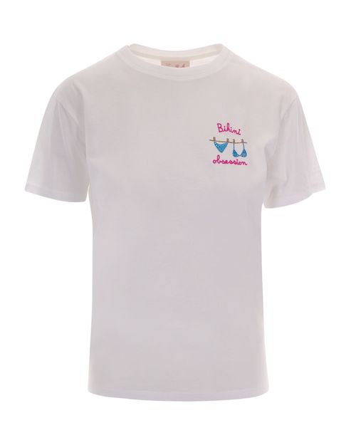White Embroidered Crew Neck T-Shirt