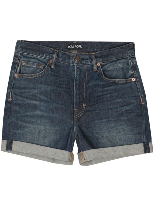 Logo-patch denim shorts - Blue