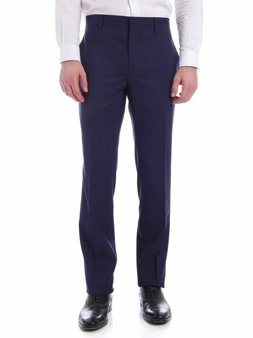 Tone-on-tone micro pattern pants in blue