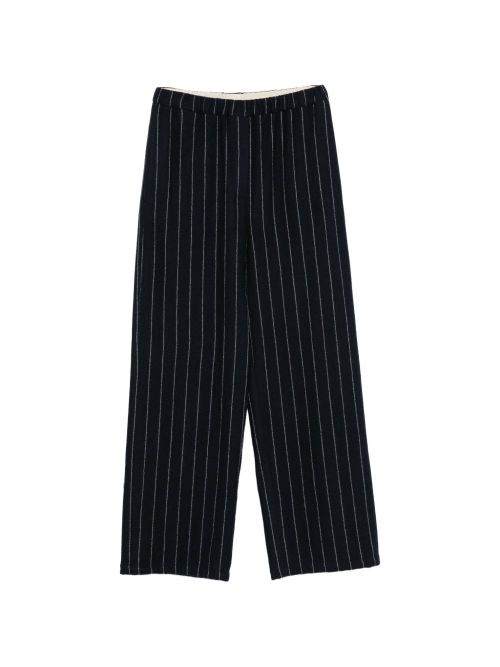 Pinstriped Wool Trousers — Navy