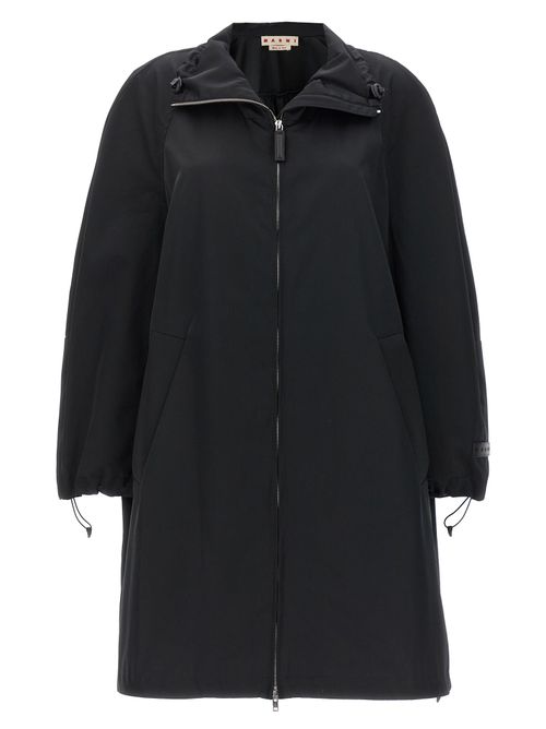 Satin Technical Fabric Parka — Black