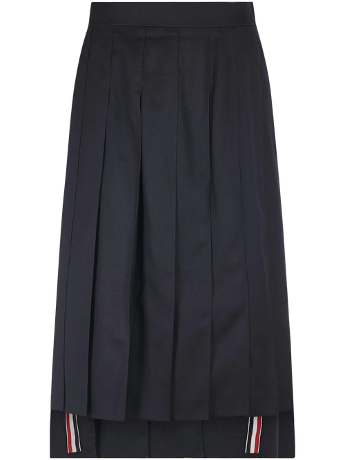 Pleated Wool Skirt — Navy