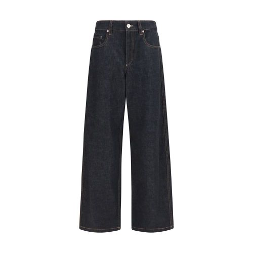 Cotton Straight-Leg Jeans — Navy