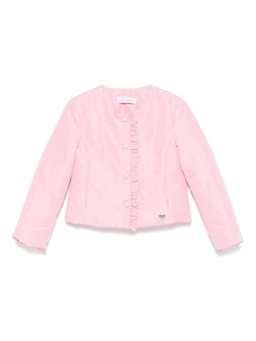 Ruffled-trim puffer jacket - Pink