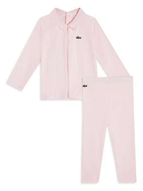 Logo appliqué shirt and trousers set - Pink