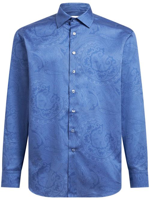 Paisley-print cotton shirt - Blue