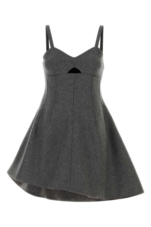 Virgin Wool Sweetheart Neckline Dress — Gray