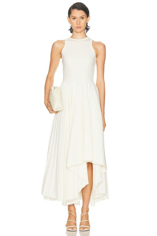 McQueen Cut & Sew Jersey Dress in Ivory - White. 42 also