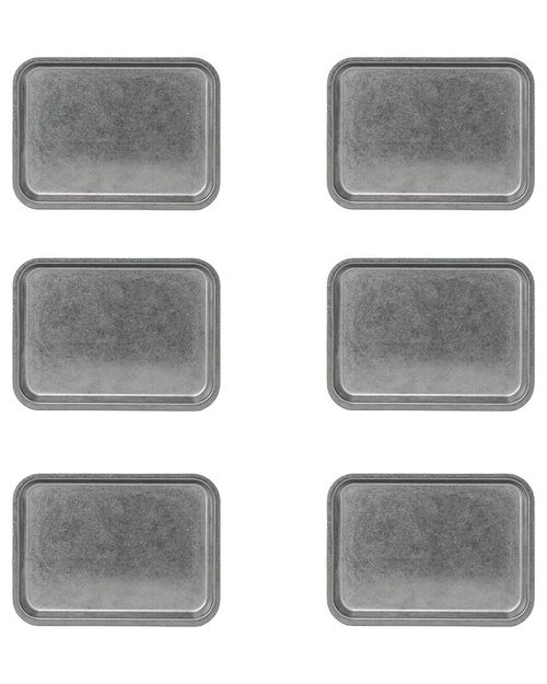 Set of 6 Moab Stainless Steel Coupe Dinnerware: 7in x 10in Rectangular Plate