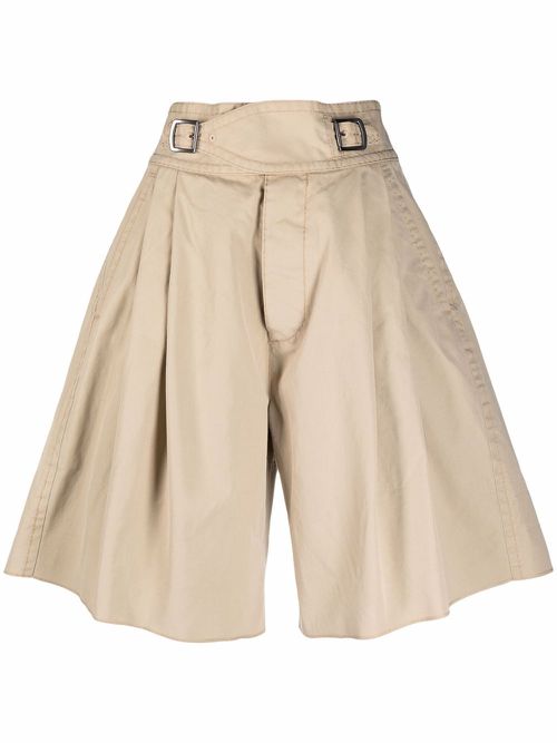 Pleated high-waist shorts - Neutrals