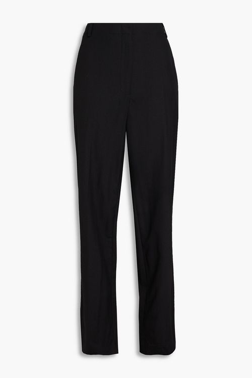 Wool-twill straight-leg pants
