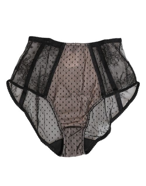 Black Sheer Polka Dot Lace High Waist Underwear Polyamide Clothing