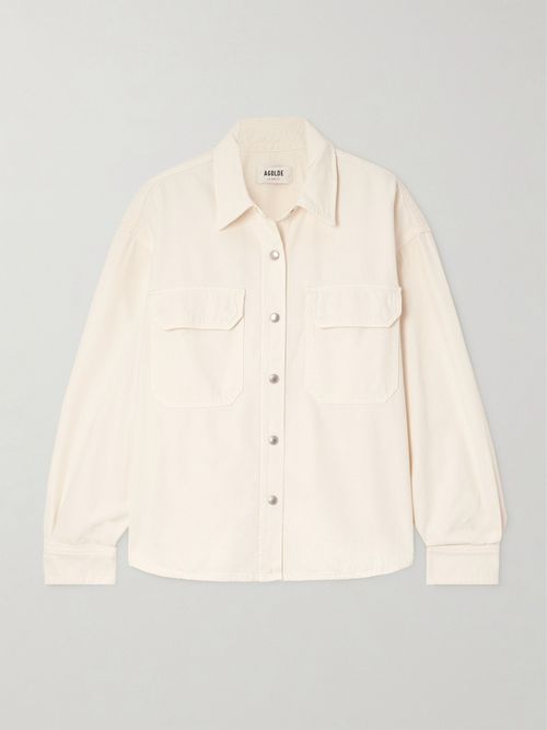 Gwen Slice Organic Denim Shirt - White