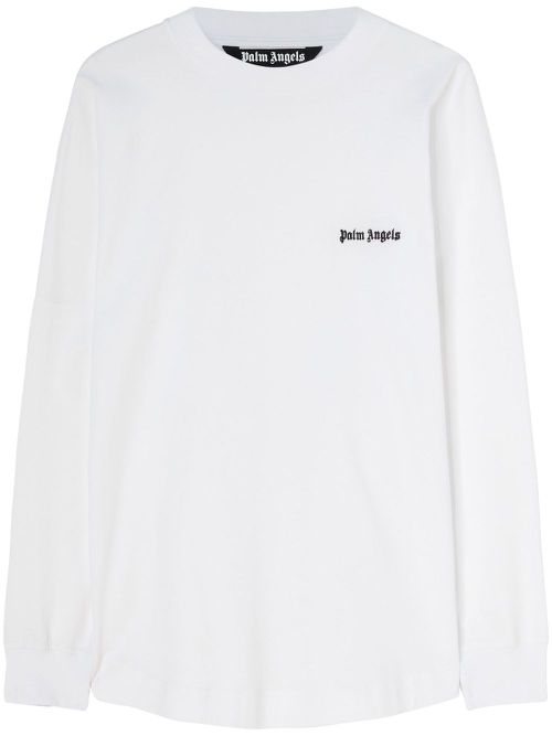 Embroidered-logo long-sleeve T-shirt - White