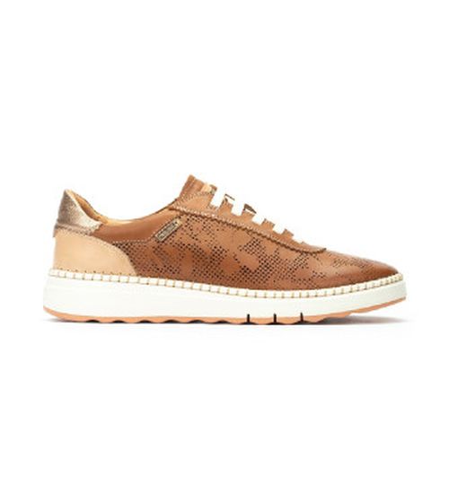 Pikolinos for woman. W0C-6621C1 Arenas brown leather trainers with elastic bands (40), Flat, Laces, Casual