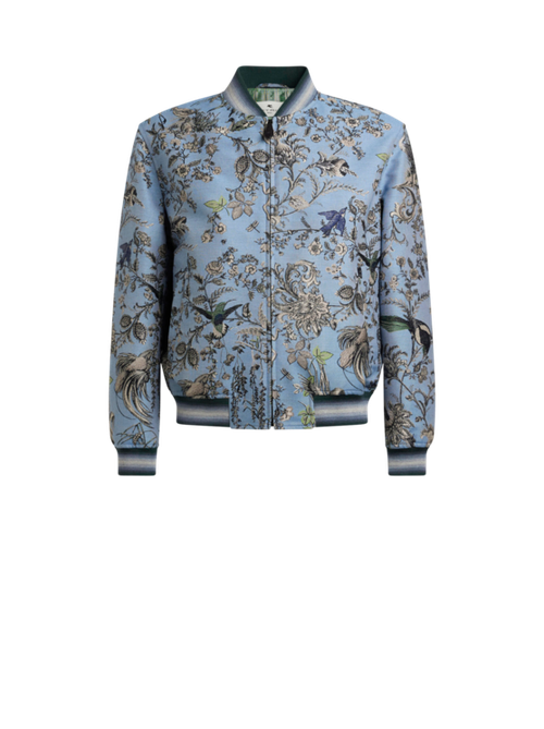 Cotton-blend Jacquard Bomber Jacket With Flora And Fauna Motif