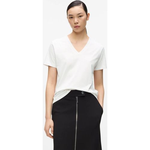 Karl Lagerfeld - Signature T-shirt Mit V-ausschnitt, Damen, Weiss, Größe