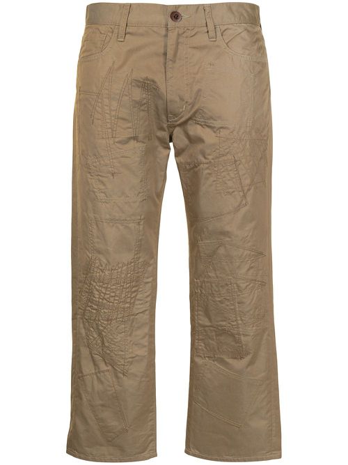 Embroidered cropped chinos - Brown