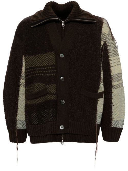Layered-effect cardigan - Brown