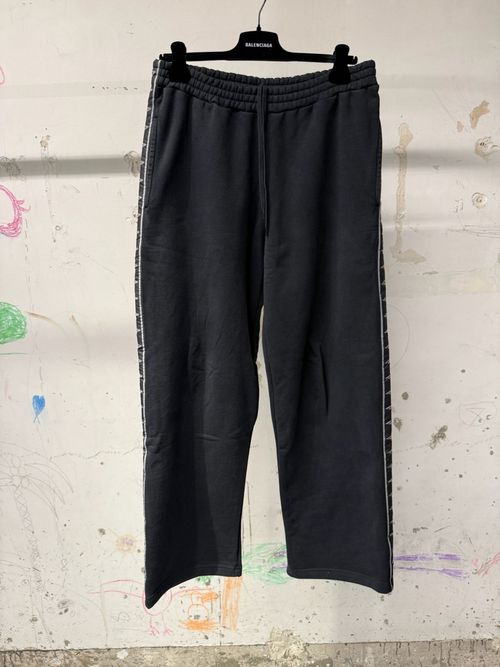 Men's Stripe Baggy Pants in Washed Black/grey