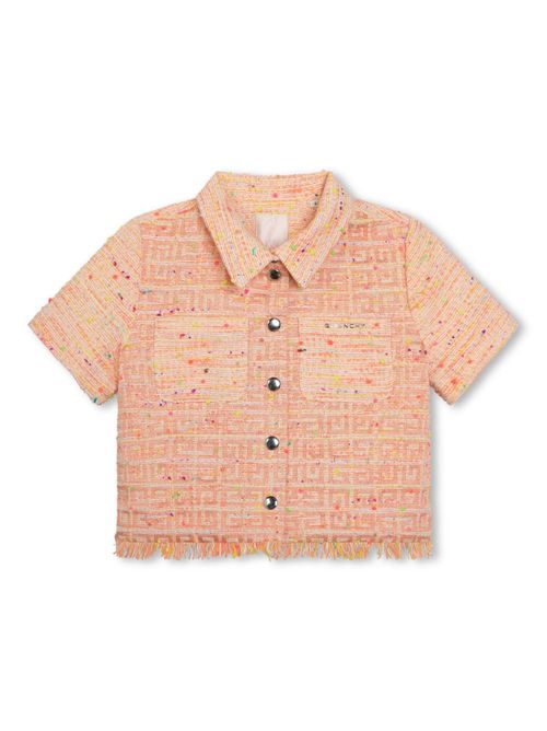 4G-motif short-sleeve tweed shirt - Pink