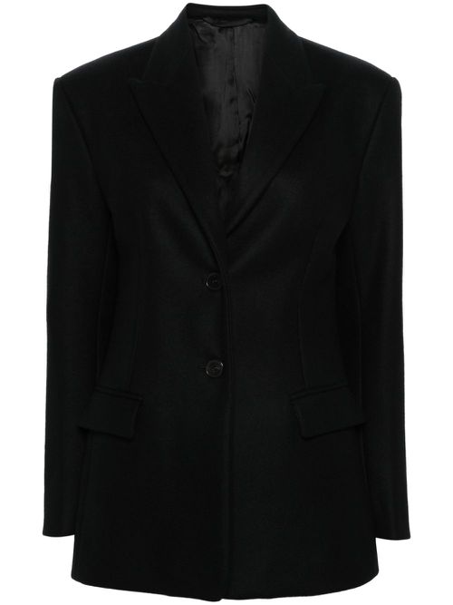Single-breasted wool blazer - Black
