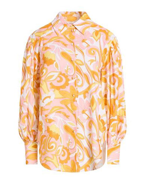 Woman Shirt Orange Size 6 Linen, Viscose
