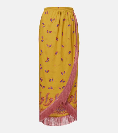 Printed cotton midi skirt