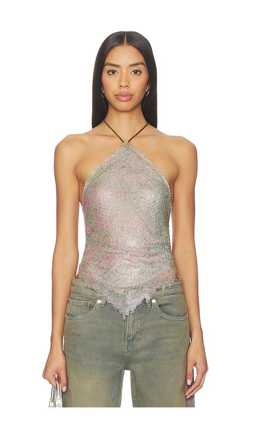 POSTER GIRL CRYSTAL CHAINMAIL HALTER トップ - Grey. XS. Also - S