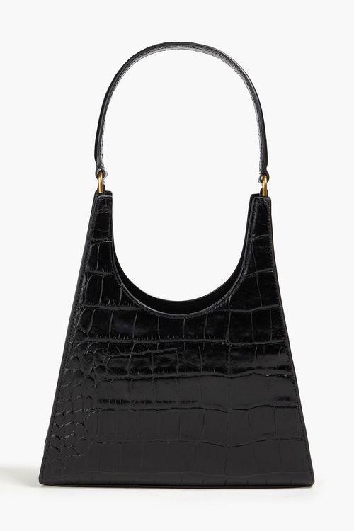 Rey croc-effect leather shoulder bag - Black - OneSize