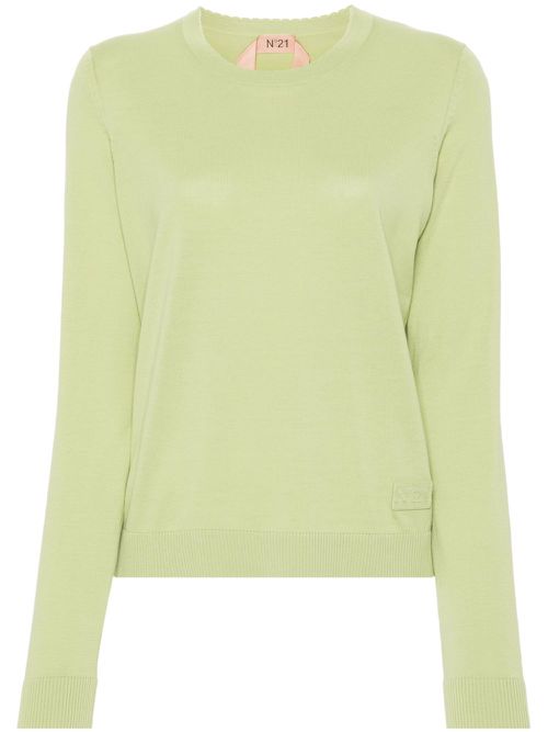 Logo-appliqué cotton jumper - Green