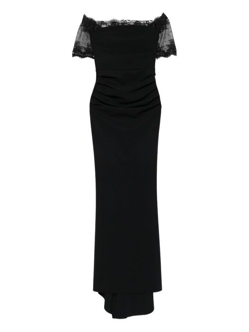 V-neck ruched maxi dress - Black