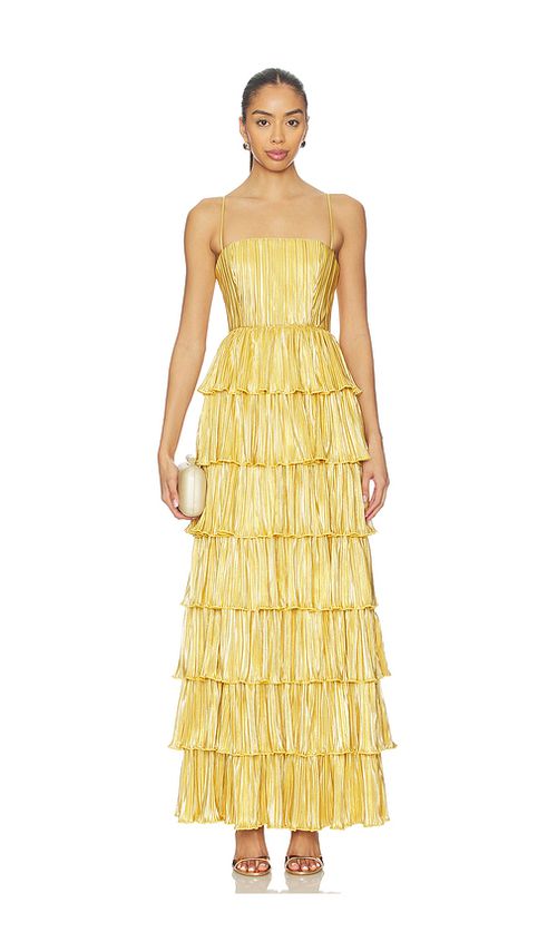 Lovers and Friends Aleena Gown in Metallic Gold. XS. Also in L, M, S