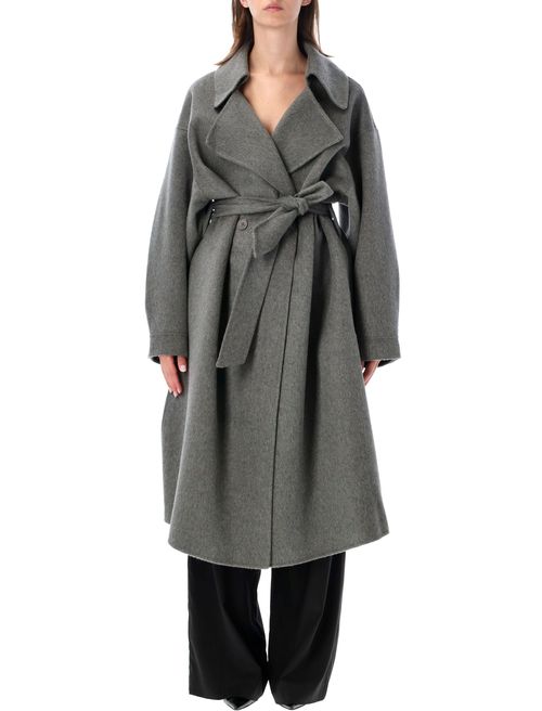 Belted Wool-Blend Wrap Coat