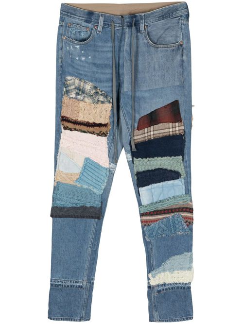 Greg Lauren 남성 mid-rise tapered jeans - 블루 HM201