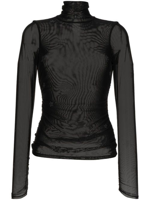 Crystal-embellished tulle T-shirt - Black