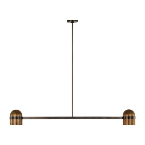 Octavia 2-Light LED Linear Chandelier in Blackened Bronze with Bright Worn Bra