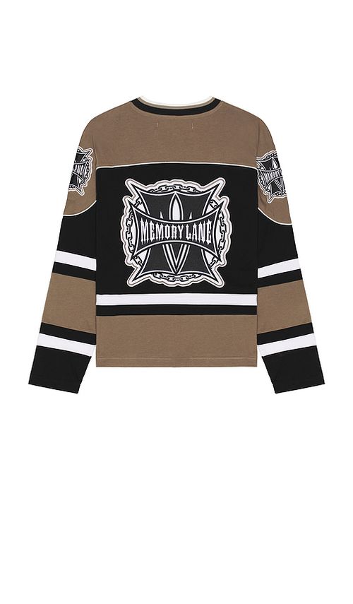 Memory Lane Shield Hockey Jersey in Black. M. Also in