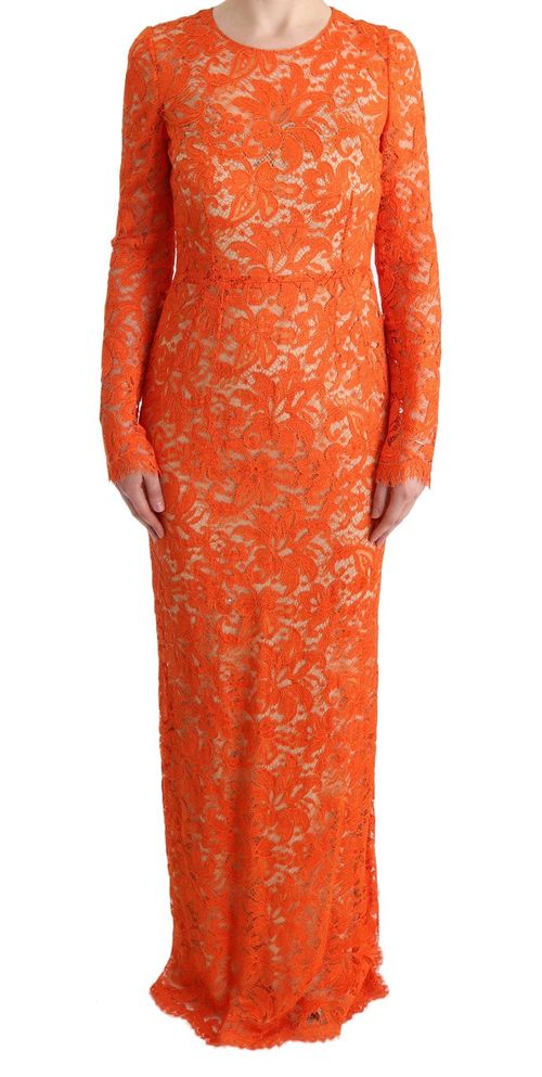 Floral Lace Dress — Orange