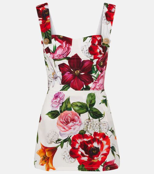 Floral cotton poplin bustier dress