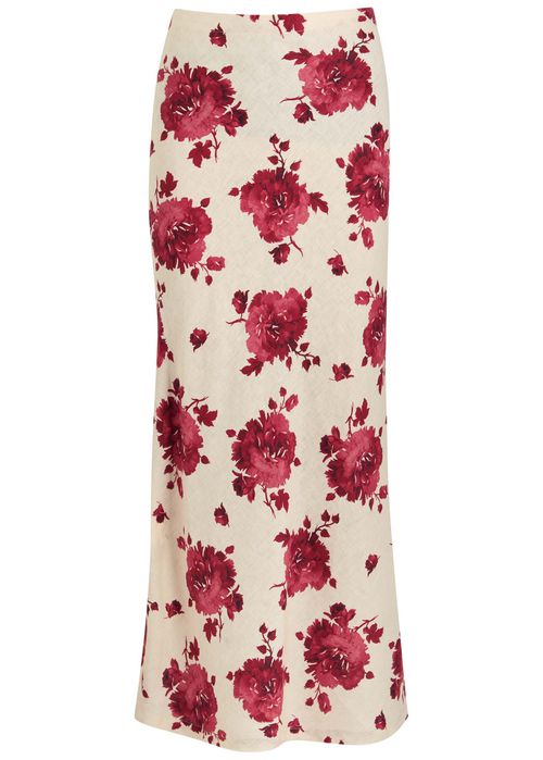 Faithfull The Brand Elise Floral-printed Linen Midi Skirt