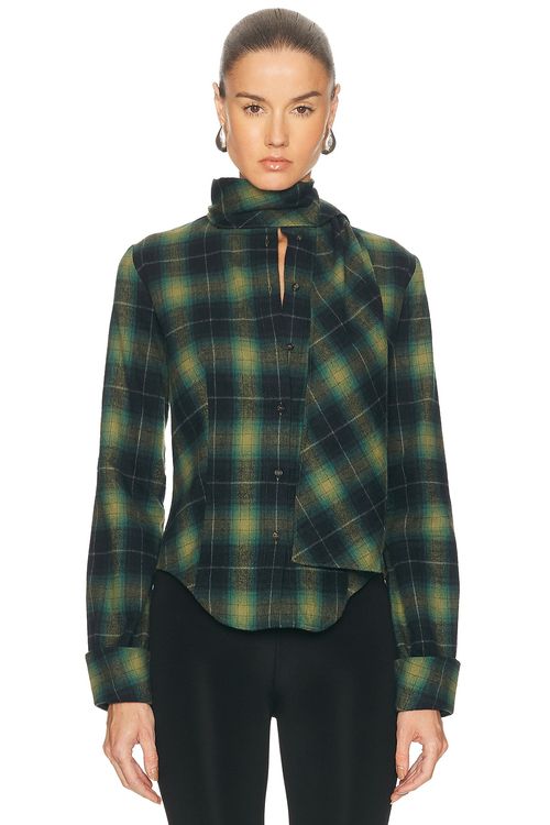 Mimchik Iris Scarf Shirt in Green - Green. 0 also